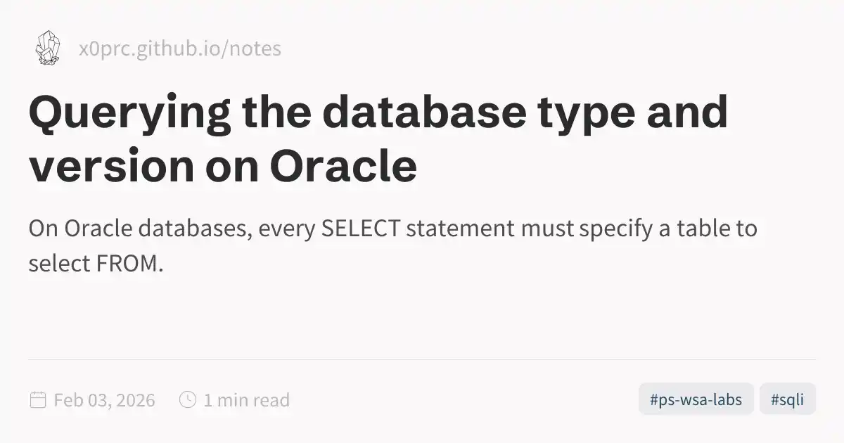 Querying the database type and version on Oracle